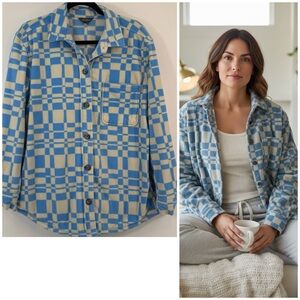 Eddie Bauer Artsy Women's Chutes Fleece Shirt Jacket w Pockets Cozy Size Large